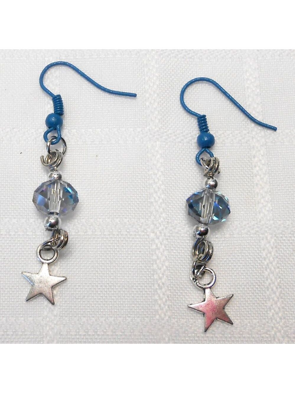 No 1653 Handmade earrings with Tibetan silver stars charms and glass cristals